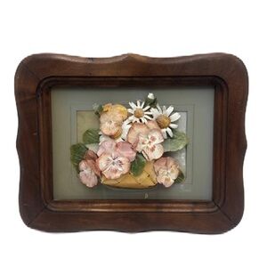 Hume's Ozark Originals Wood Framed Dried Flower in Basket Hanging Wall Art